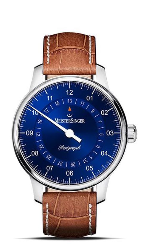 MeisterSinger Perigraph 38mm BM1108 - Kožený řemínek z hovězí kůže barvy cognac