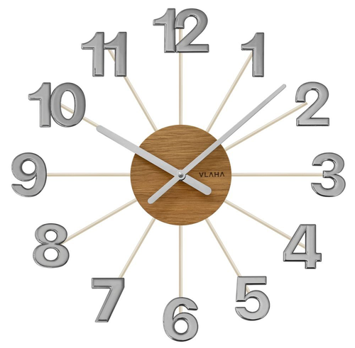 VLAHA Dřevěné šedé hodiny DESIGN VCT1073
