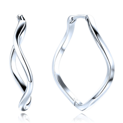 MINET Moderní stříbrné kroucené náušnice kroužky