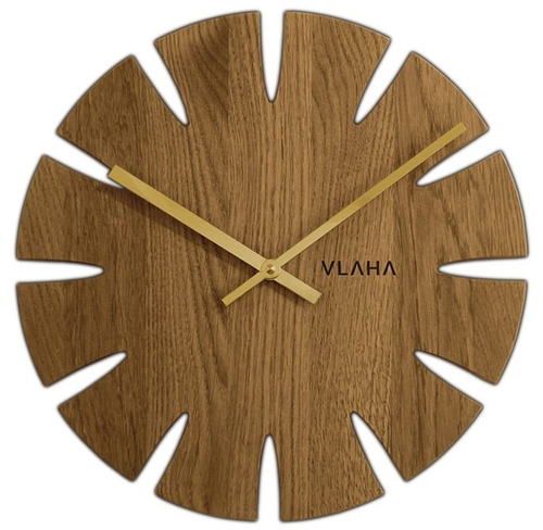 Dubové hodiny VLAHA VCT1013 vyrobené v Čechách se zlatými ručičkami
