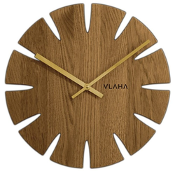 Dubové hodiny VLAHA VCT1013 vyrobené v Čechách se zlatými ručičkami