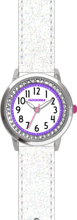 CLOCKODILE CWG5121 Bílé třpytivé dívčí dětské hodinky s kamínky SPARKLE