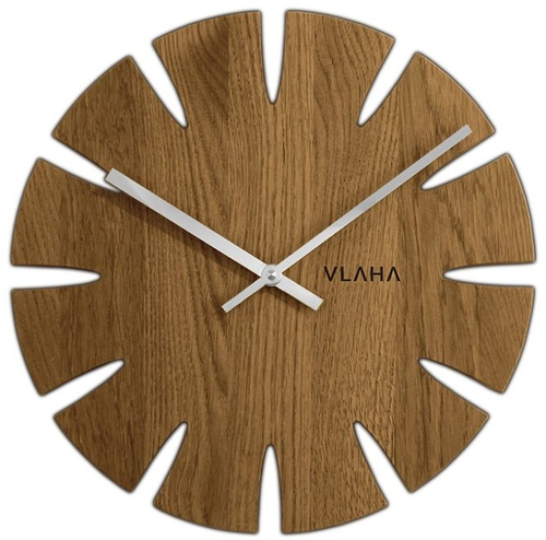 Dubové hodiny VLAHA VCT1014 vyrobené v Čechách se stříbrnými ručičkami