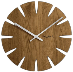 Dubové hodiny VLAHA VCT1014 vyrobené v Čechách se stříbrnými ručičkami