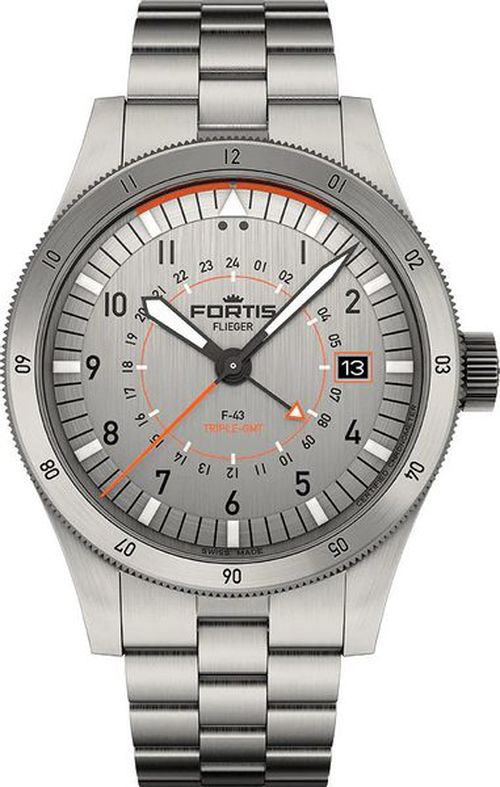 Fortis Flieger F-43 Triple-GMT Titanium Orange COSC F4260002