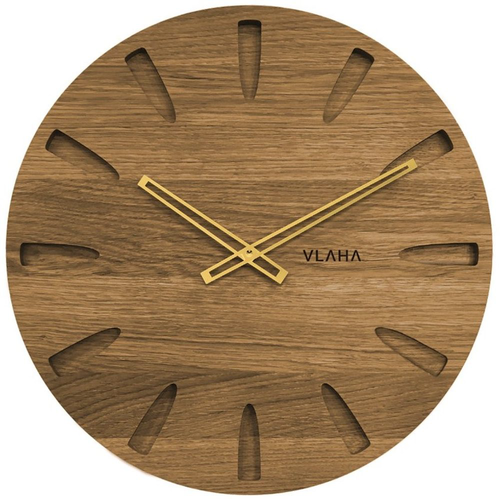 Dubové hodiny VLAHA VCT1020 vyrobené v Čechách se zlatými ručičkami
