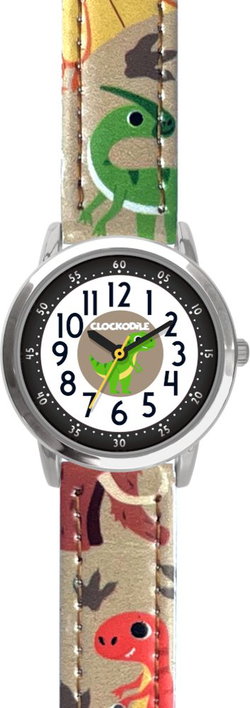 CLOCKODILE Svítící béžové chlapecké dětské hodinky DINOSAUŘI