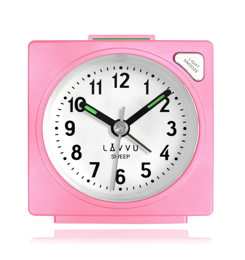 LAVVU Růžový budík SWEEP s plynulým chodem LAS3042