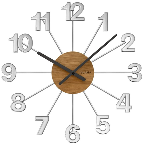 VLAHA DESIGN VCT1070 - Dřevěné stříbrné hodiny vyrobené v Čechách