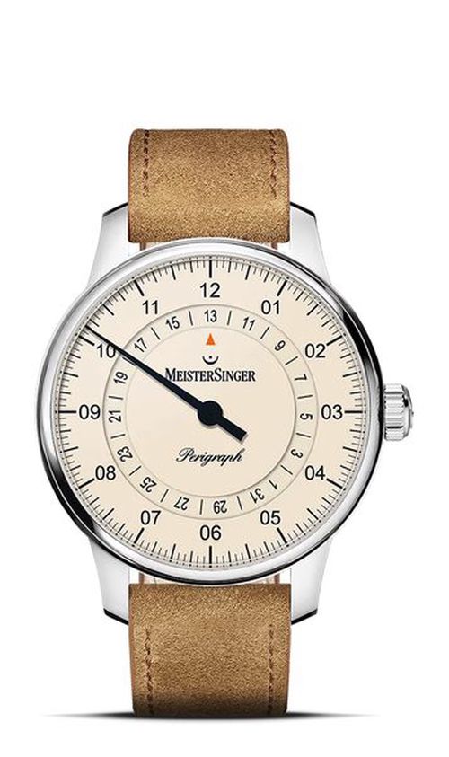 MeisterSinger Perigraph 38mm BM1103 - Semišový řemínek světle hnědé barvy