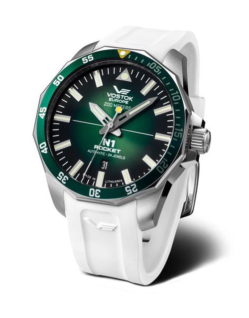 Vostok Europe N-1 Rocket Automatic Line NH35-225A710S - Bílý silikonový řemínek