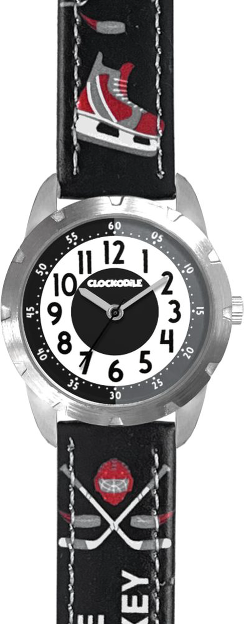 CLOCKODILE Svítící černé chlapecké hodinky HOKEJ