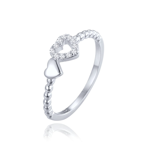 MINET Stříbrný prsten dvě srdce