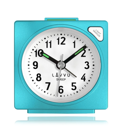 LAVVU Světle modrý budík SWEEP s plynulým chodem LAS3043
