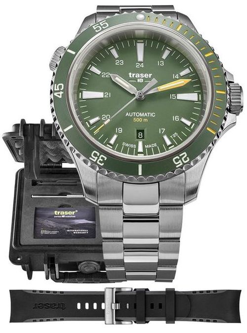 Traser P67 Diver Automatic Green Set ocel a pryž