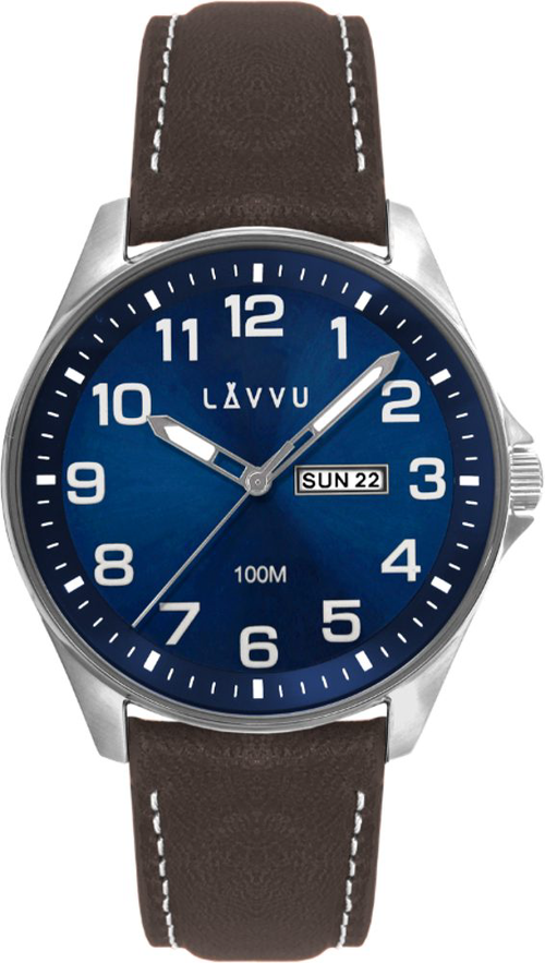 Ocelové pánské hodinky LAVVU LWM0144 BERGEN Blue/Top Grain Leather