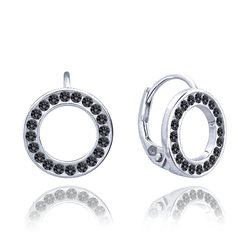 MINET Stříbrné náušnice KROUŽKY s černými zirkony