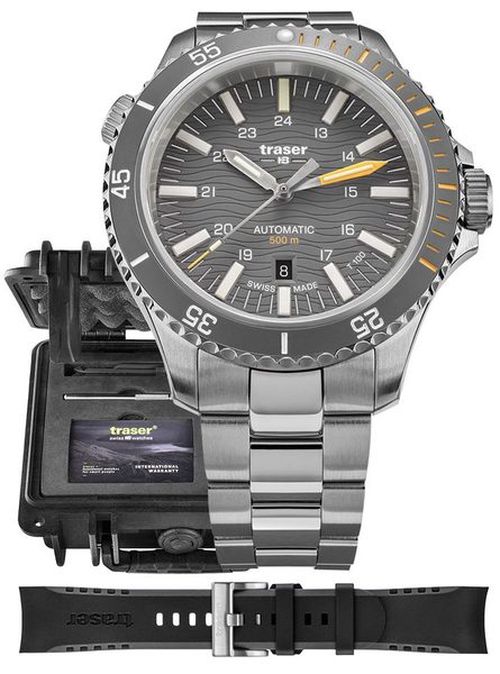 Traser P67 Diver Automatic T100 Grey Set ocel a pryž