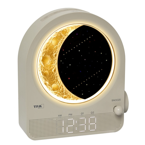 TFA 60.2053.15 - světelný budík měsíc a meteory s melodickým buzením a noha dalšími funkcemi